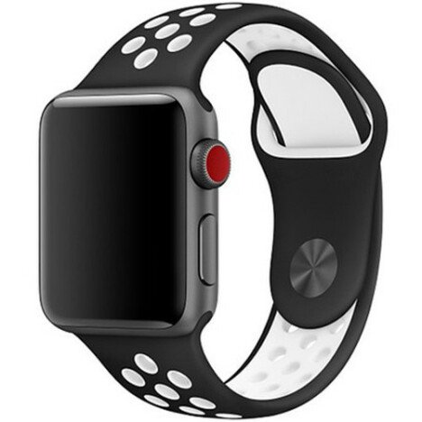 Curea iUni compatibila cu Apple Watch 1/2/3/4/5/6/7, 40mm, Silicon Sport, Negru/Alb